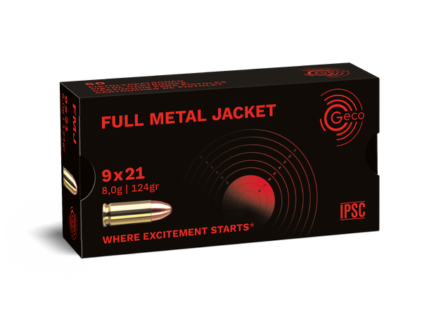 GECO 9x21 124 gr FMJ Capsulated Pistolpatroner av høy kvalitet 