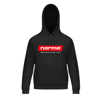 Norma Hettegenser sort ny modell Kul genser med logo foran og trykk bak