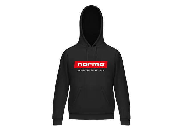Norma Hettegenser sort ny modell Kul genser med logo foran og trykk bak 