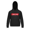Norma Hettegenser sort str. 3XL Kul genser med logo foran og trykk bak