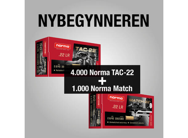 Pakketilbud 1, .22LR 5000 skudd For nybegynneren 