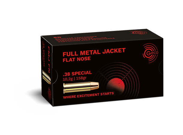 GECO .38 Special 158gr FMJ Flat Nose Revolverpatroner av høy kvalitet 