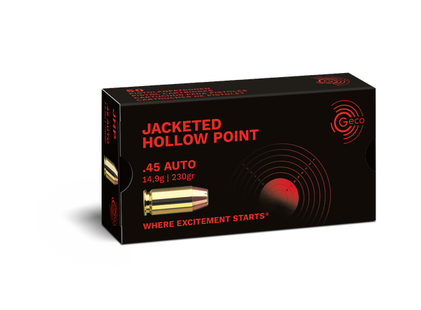 GECO .45 Auto 230 gr JHP Pistolpatroner av høy kvalitet 