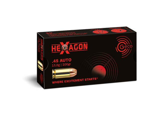 GECO .45 Auto 200 gr HEXAGON Pistolpatroner av høy kvalitet 