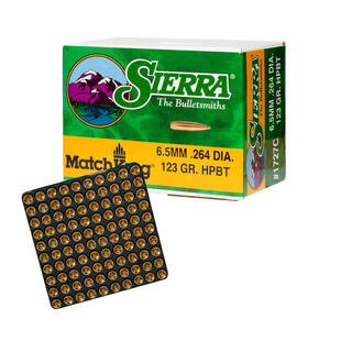 Kulepakke 6,5 1300 skudd Sierra Sierra 123grs kule og valgfri tennhette