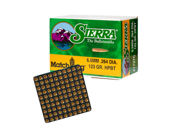 Kulepakke 6,5 1300 skudd Sierra Sierra 123grs kule og valgfri tennhette 