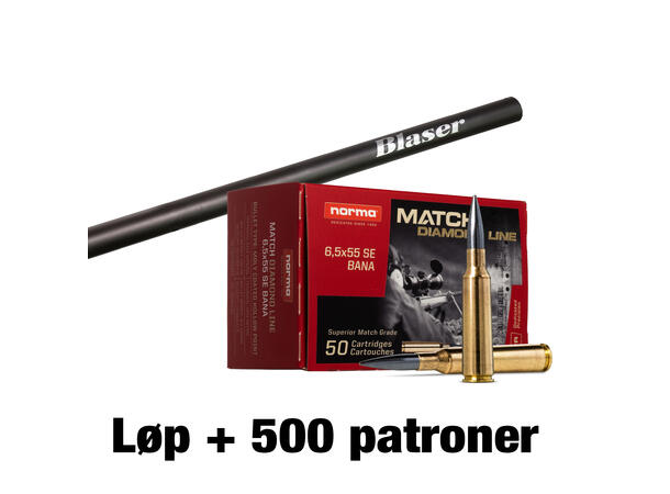 Blaser 200 STR løp + 500 patroner 6,5x55 Pakketilbud Blaser løp og patroner 