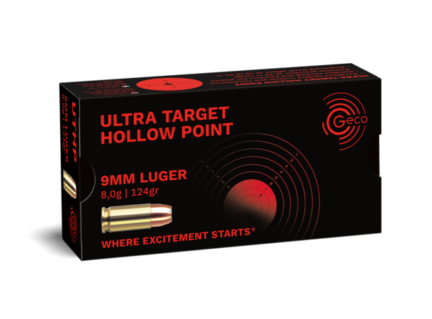 GECO 9 mm Luger Ultra Target HP 124  gr Pistolpatroner av høy valitet 