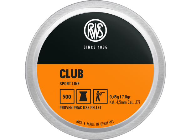 RWS Luftkuler Club Rifle 4,5 mm RWS Sport Line, 500stk, 0,45g/7,0gr 