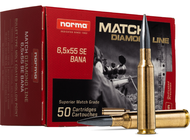 Norma Diamond Line Bane 6,5 130gr / 8,4g Patroner 