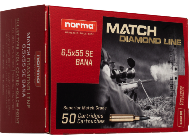 Norma Diamond Line Bane 6,5 130gr / 8,4g Patroner 