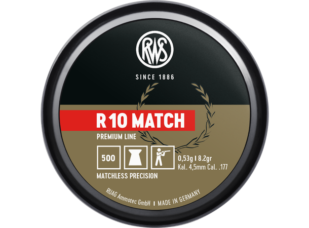 RWS Luftkuler Pistol 4,5mm R10 Match RWS Premium Line, 500stk, 0,45g/6,9gr 